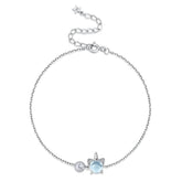 Round Natural Blue Topaz Cute Fantasy Unicorn Zircon Sterling Silver Bracelet